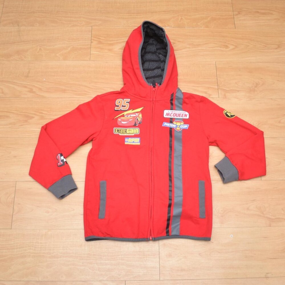 Disney Store Cars Lightning McQueen Zip Hoodie Sweatshirt Boy Size 9/10